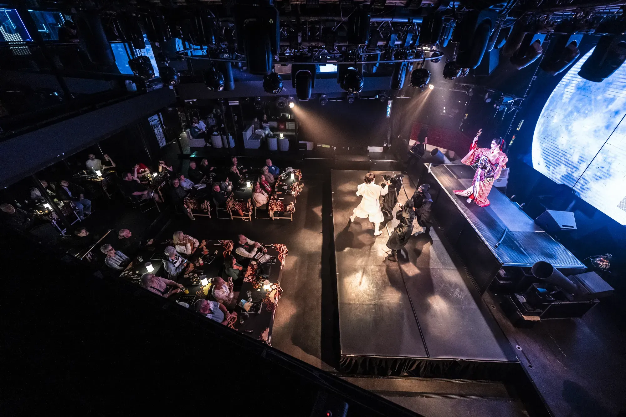 Aerial view of the stage and venue — Ninja + Kabuki Tokyo