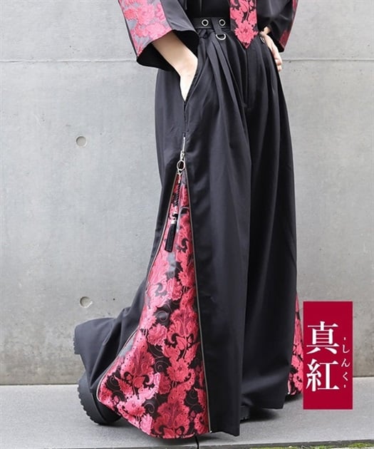 唐草文様ジャガードジップパンツ