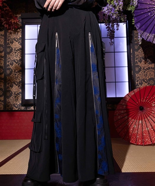 彼岸花ジップカーゴ袴パンツ