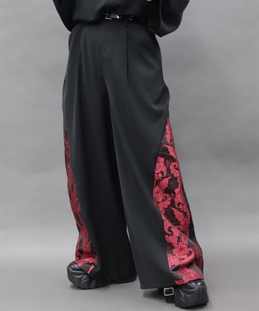 唐草文様ジャガード立体切替パンツ