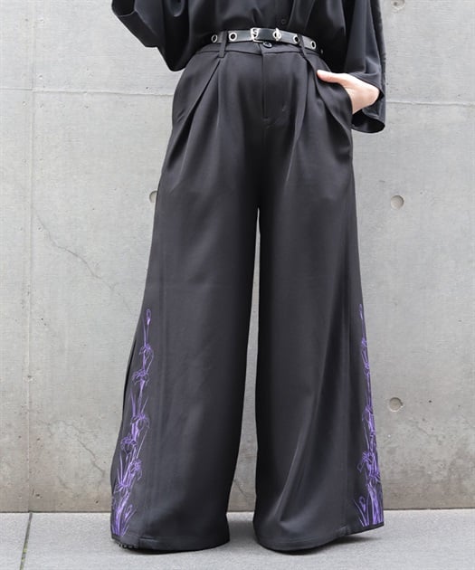 菖蒲刺繍ワイドパンツ
