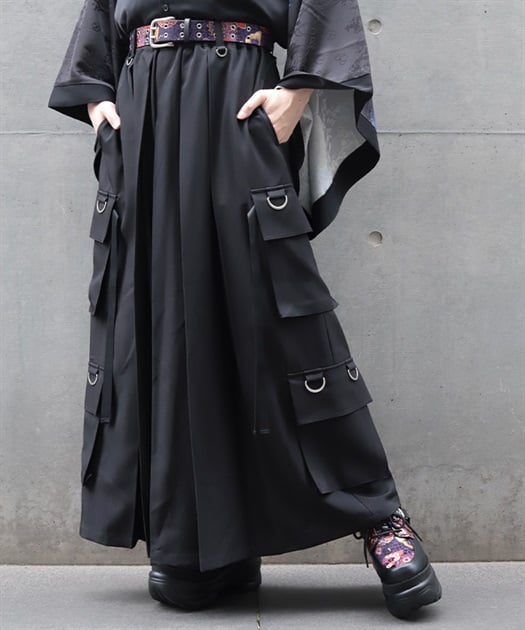 プリーツ袴カーゴパンツ