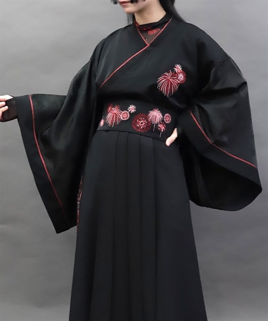 花火刺繍着物シャツ